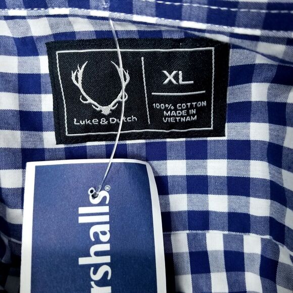 Luke & Dutch Shirt Mens XL Blue Plaid Button Down Long Sleeve Collared - Picture 3 of 9